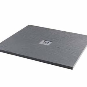 MX Minerals 1000 x 1000mm Ash Grey Slate Effect Square Shower Tray