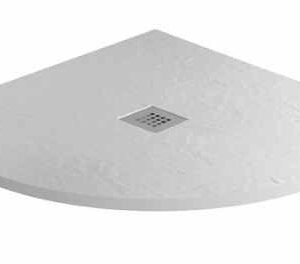 MX Minerals 800 x 800mm Ice White Slate Effect Quadrant Shower Tray