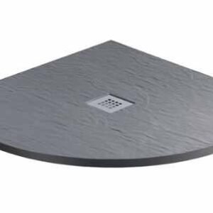 MX Minerals 800 x 800mm Ash Grey Slate Effect Quadrant Shower Tray