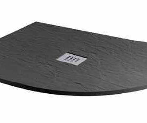 MX Minerals 1200 x 800 RH Jet Black Slate Effect Offset Quadrant Shower Tray