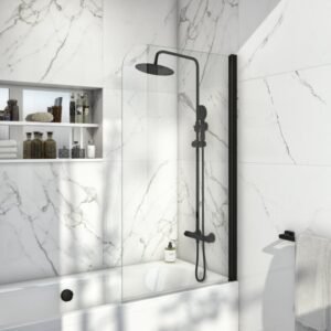 Scudo S6 Radius Corner Black Frame Bath Shower Screen