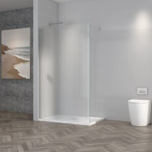 T18 800mm Chrome Fluted Walk In Shower Screen from Tailored Bathrooms