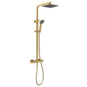 Nuie Square Brushed Brass Thermostatic Bar Valve & Shower Kit