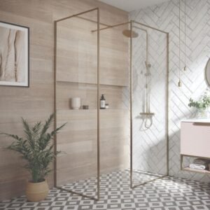 Scudo Minos 1000mm Framed Brushed Brass Wetroom Shower Screen