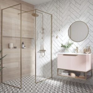Scudo MinosBrushed Brass Framed 10mm Shower Screen