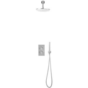 Scudo Core Chrome Round Handle, Built-in Shower Valve Fixed Head and Hand Set NU-028
