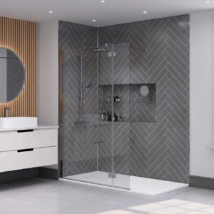 Wall&Water Natural Slate Herringbone Bathroom Wall Panel