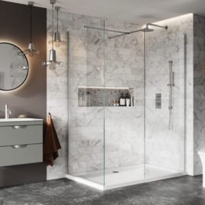 Scudo S8 Brushed Nickel Wetroom Shower Screen 900mm