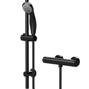 Nuie Black Round Shower Valve With Slide Rail Kit