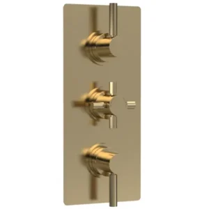 Hudson Reed Tec Pura Plus Brushed Brass Concealed Triple Outlet Thermostatic Shower Valve