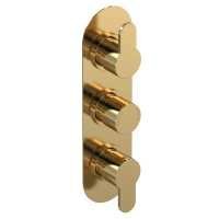 Nuie Arvan Brushed Brass Triple Concealed Shower Valve (Low Pressure) - Two Outlets