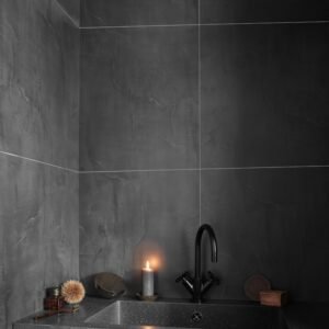 Wall&Water Black Velvet Bathroom Wall Panel (Tile effect – 600 x 600mm)