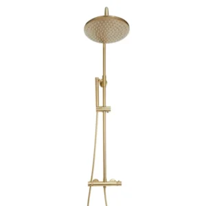 Scudo Core Brushed Brass Twin Head Rigid Riser Shower NU-021