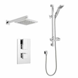 Element Thermostatic Concealed Shower Valve with Riser Rail & Fixed Rain Head - Kartell UK