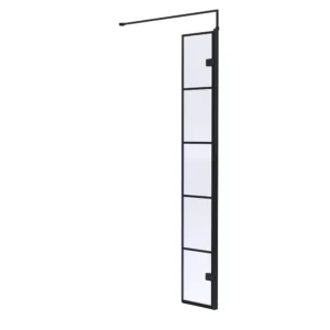 Hudson Reed 322mm Matt Black Hinged Grid Wetroom Shower Screen with Support Bar