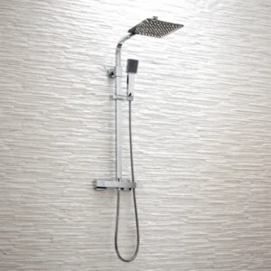 Scudo Elliot Square Chrome Dual Head Rigid Riser Shower
