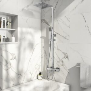 Scudo Block Square Rigid Riser Shower With Bath Filler