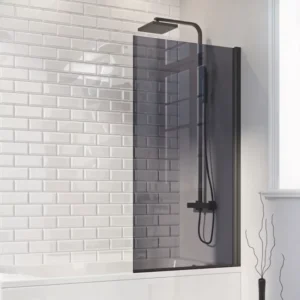 Scudo S6 Mono 1400x800mm Black Square Edge Bath Screen