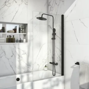 Scudo S6 Square Edge Black Frame Bath Shower Screen