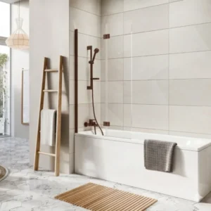 Scudo Thalia 1500x900mm Brushed Bronze Inward Opening Bath Screen