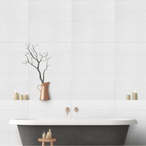 Wall&Water Snow White Bathroom Wall Panel (Tile effect – 600 x150mm)