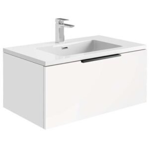 Scudo Ambience 800mm Matt White LED Wall Hung Vanity Unit - CLEARANCE