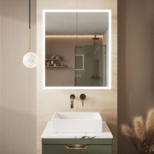 Scudo Prospr Bluetooth LED Mirrored Bathroom Cabinet Double Door 600 x 700mm