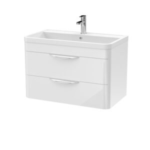 Nuie Parade 800mm Wall Hung 2 Drawer Vanity Unit with Ceramic Basin