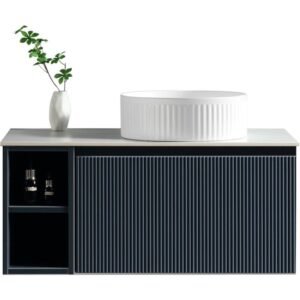 Flauto Midnight Shadow 800mm Wall Hung Vanity Unit & Countertop