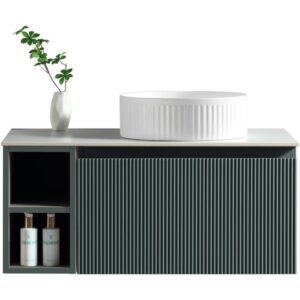 Flauto Smoked Sage 800mm Wall Hung Vanity Unit & Countertop