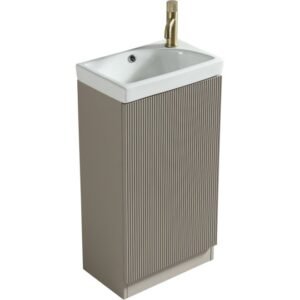Flauto Soft Coffee 460mm Fluted Cloakroom Vanity Unit