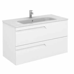 Royo Vitale 1000mm 2 Drawer Wall Unit & Square Ceramic Basin in Gloss White