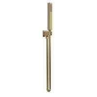 Nuie Square Brushed Brass Microphone Handset, Outlet Elbow, Parking Bracket & Hos