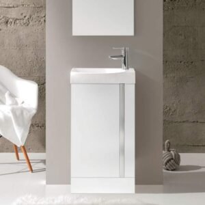 Royo Elegance 455mm Floorstanding Cloakroom Unit with Mirror in Gloss White
