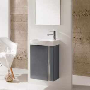 Royo Elegance 455mm Wall Hung Cloakroom Unit with Mirror in Gloss Grey