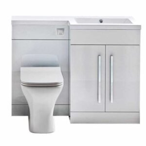 Scudo Lili 1100mm L Shape Bathroom Furniture Set - 2 Door - Gloss White