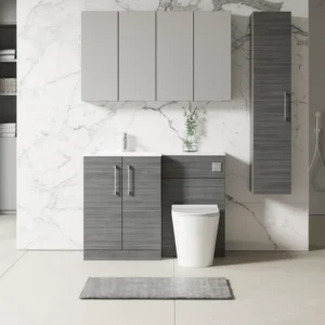 Nuie Arno Anthracite Floor Standing Unit and Marble Effect Basin