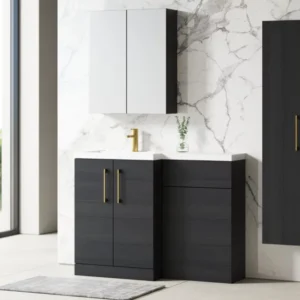 Nuie Arno Charcoal Black Floor Standing Unit and Basin