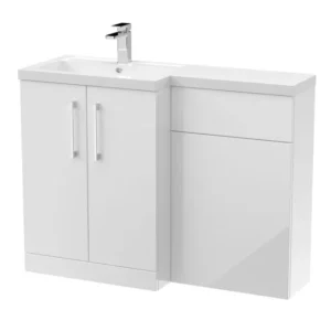 Nuie Arno Gloss White Floor Standing Combination Unit & Polymarble Basin