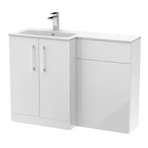 Nuie Arno Gloss White Floor Standing Unit and Stone Basin