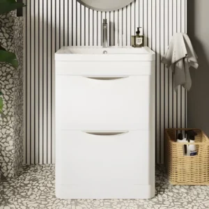 Nuie White 810mm Two Drawer Vanity Unit With Ceramic Basin