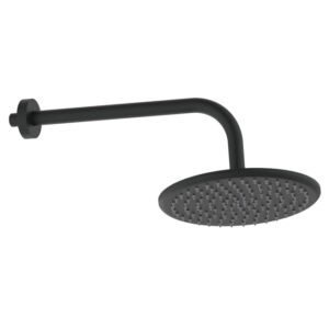 Scudo Round Matt Black Shower Head and Arm
