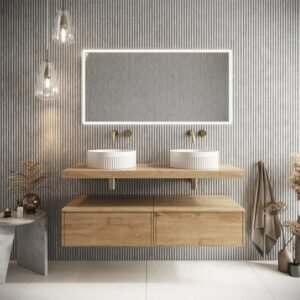 Scudo Shelph Oak 1200 x 500mm Basin Vanity Shelf