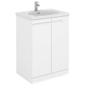 Royo Vitale 600mm Floor Standing Unit & Square Ceramic Basin in Gloss White
