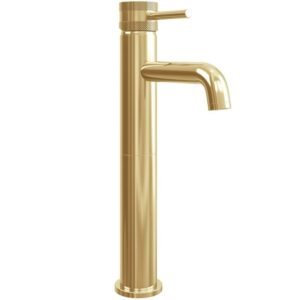 Scudo Core Brushed Brass Tall Mono Basin Mixer Tap NU-006