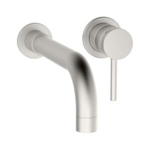 Scudo Core Brushed Nickel Wall Mounted Basin & Bath Tap