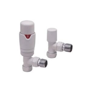 Scudo White Angled Thermostatic Radiator Valves Twin Pack