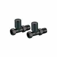 Scudo Matt Black Straight Radiator Valves (Pair)
