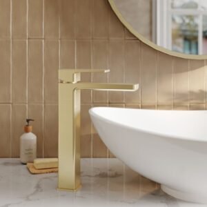 Nuie Windon Brushed Brass Tall Mono Basin Mixer Tap